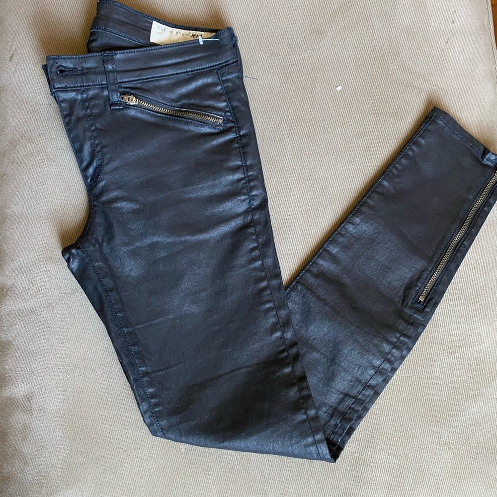 Rag & Bone black waxed jeans